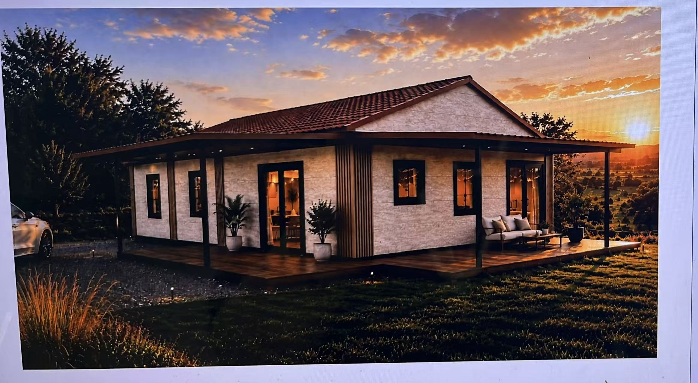 Model 90 three-bedroom family home at sunset